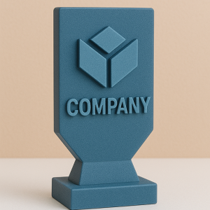 Trofeo corporativo con logo 3D